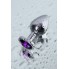 АНАЛЬНЫЙ СТРАЗ METAL BY TOYFA, МЕТАЛЛ, СЕРЕБРИСТЫЙ, С КРИСТАЛЛОМ ЦВЕТА АМЕТИСТ, 8 СМ, Ø 3,4 СМ, 85 Г