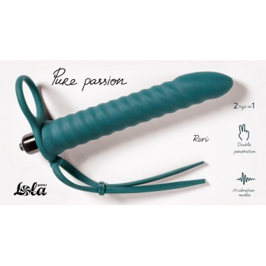 ВИБРОНАСАДКА ДЛЯ ДВОЙНОГО ПРОНИКНОВЕНИЯ PURE PASSION RORI GREEN 