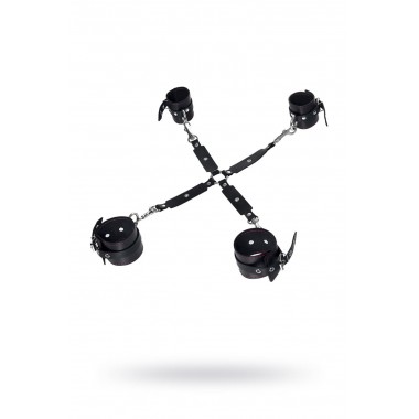 БАНДАЖНЫЙ НАБОР PECADO BDSM (СЦЕПКА, НАРУЧНИКИ, ОКОВЫ), НАТУРАЛЬНАЯ КОЖА, ЧЕРНЫЙ