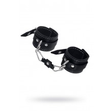 НАРУЧНИКИ ДВУХСЛОЙНЫЕ С БЕЛОЙ СТРОЧКОЙ PECADO BDSM, НАТУРАЛЬНАЯ КОЖА, ЧЕРНЫЕ