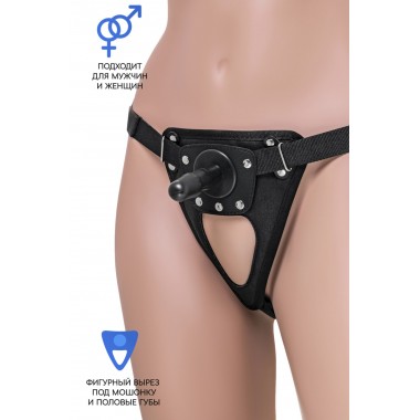 ТРУСИКИ ДЛЯ СТРАПОНА TOYFA REALSTIK STRAP-ON ONYX, ЭКОКОЖА, ЧЕРНЫЕ