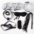 Эротический БДСМ набор Оки-Чпоки, с белым кружевом, чёрный, экокожа, 9 предметов
