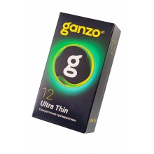 Презервативы Ganzo, ultra thin, супер тонкие, латекс,18 см, 5,2 см, 12 шт.