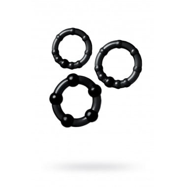 НАБОР КОЛЕЦ TOYFA A-TOYS, TPE, ЧЕРНЫЕ, Ø 3,5/3/2 СМ