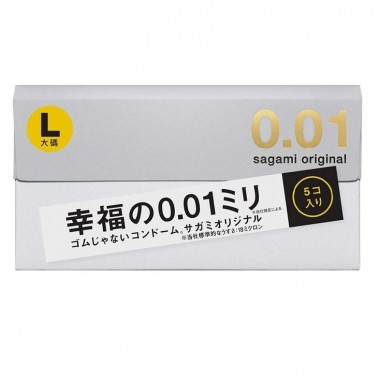 Презервативы Sagami, original 0.01, L-size, гладкие, 19 см, 5,8 см, 5 шт.