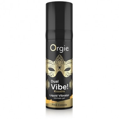 Съедобный гель с эффектом вибрации Orgie DUAL VIBE! - KISSABLE, со вкусом пина колада, 15 мл