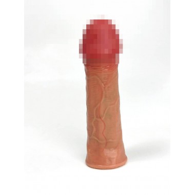 Насадка для увеличения члена в форме фаллоимитатора Sleeve Asia SGAN 3.5X14.5, телесный (3 внутренний диаметр)