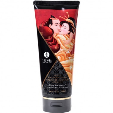МАССАЖНЫЙ КРЕМ SHUNGA SPARKLING STRAWBERRY WINE, СЪЕДОБНЫЙ, СО ВКУСОМ КЛУБНИКИ И ШАМПАНСКОГО, 200 МЛ