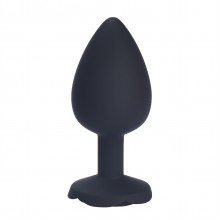 Чёрная силиконовая анальная пробка с ограничителем в форме розочки (Размер L) Чёрная силиконовая анальная пробка с ограничителем в форме розочки (Размер L)