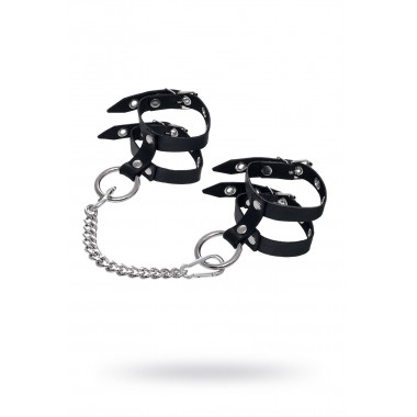 Оковы Pecado BDSM, однослойные из двух ремешков, натуральная кожа, черные