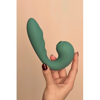 Вибратор с вакуумной стимуляцией Duo Viro из жидкого силикона (SENSORA)