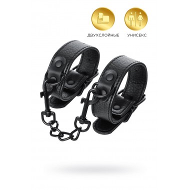 Наручники TOYFA Theatre, PU кожа, черный, 26,5 см