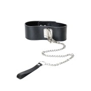 Ошейник с поводком TOYFA Theatre, кожа, черный,