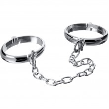 НАРУЧНИКИ МЕТАЛЛИЧЕСКИЕ С ЦЕПОЧКОЙ СРЕДНИЕ, TOYFA METAL,СЕРЕБР.