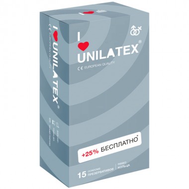 Презервативы Unilatex, ribbed, латекс, ребристые, 19 см, 5,4 см, 15 шт.