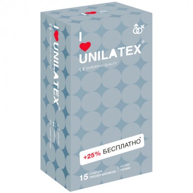 Презервативы Unilatex, dotted, латекс, точечные, 19 см, 5,4 см, 15 шт.