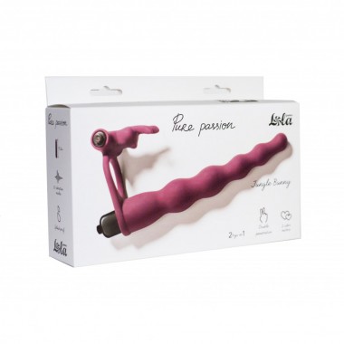 ВИБРОНАСАДКА ДЛЯ ДВОЙНОГО ПРОНИКНОВЕНИЯ PURE PASSION JUNGLE BUNNY WINE RED