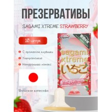 ПРЕЗЕРВАТИВЫ SAGAMI, XTREME, STRAWBERRY, ЛАТЕКС, 19 СМ, 5,2 СМ, 10 ШТ.