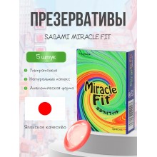 ПРЕЗЕРВАТИВЫ SAGAMI, MIRACLE FIT, ЛАТЕКС, 18,5 СМ, 5,2 СМ, 5 ШТ.